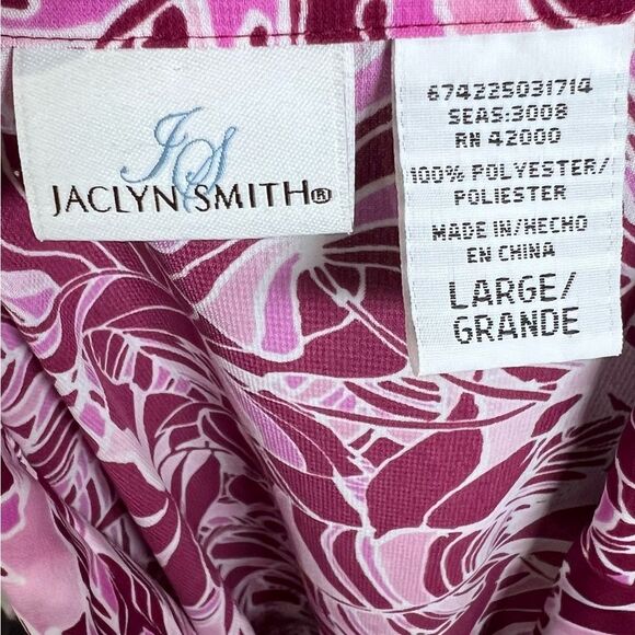 Jaclyn Smith burgundy and pink belted button down blouse top size large - Picture 4 of 5